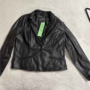 Baccini Sleek Black Faux Leather Jacket